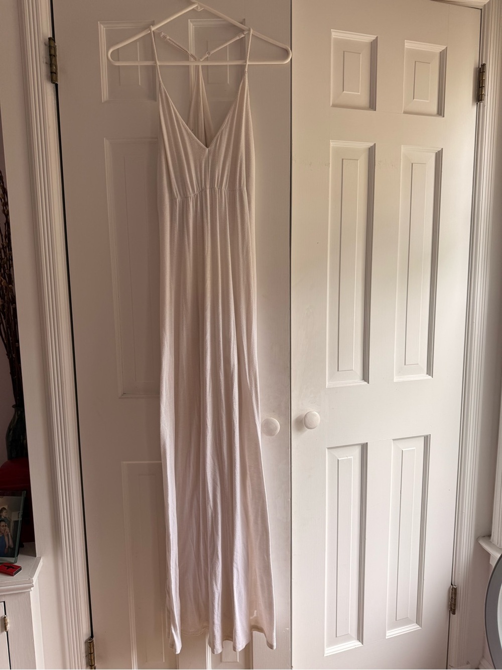 BCBGeneration Cream Maxi Slip Dress with V-Neck